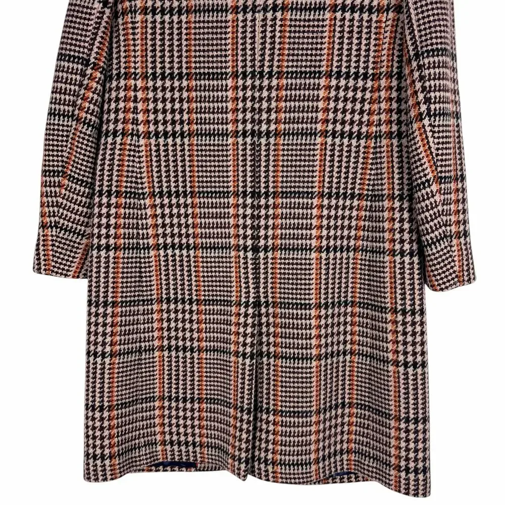 J. Crew Wool Blend Single Breasted Topcoat Cabernet Plaid Size 6 - Picture 10 of 12
